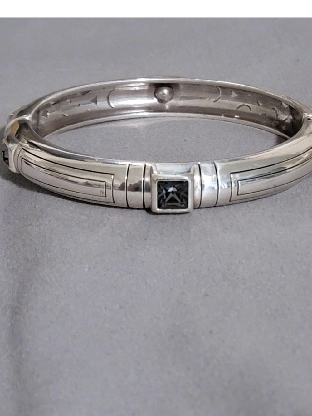Brighton Blue Crystal Magnetic Silver Plated Hinged Bracelet